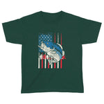 Bass Fish US American Flag Patriotic Fishing Fisherman Gift Youth T-shirt - Scotstee Shop