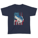 Bass Fish US American Flag Patriotic Fishing Fisherman Gift Youth T-shirt - Scotstee Shop