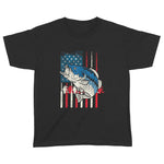 Bass Fish US American Flag Patriotic Fishing Fisherman Gift Youth T-shirt - Scotstee Shop