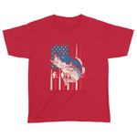 Bass Fish US American Flag Patriotic Fishing Fisherman Gift Youth T-shirt - Scotstee Shop