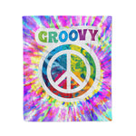 Scotstee Shop - Scotstee Shop Blanket Groovy Tie Dye Peace Sign 60s Retro Colorful Tie Dye Rainbow Hippie Fleece Blanket