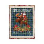 Personalized Gift Plaid Tartan Blanket Clan Malcolm Ancient With Moose Lover Xmas Gift Santa Riding Christmas Fleece Blanket