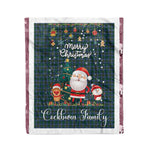Personalized Gift Tartan Plaid Blanket Clan Cockburn Modern With Funny Santa Snowman Reindeer Merry Christmas Fleece Blanket, Home Living Room, Plaid Blanket, Tartan Blanket, Scottish Blanket, Buffalo fleece blanket, Christmas Blanket