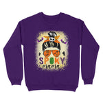 Standard Crew Neck Sweatshirt - Spooky Mama Messy Skull mom scary leopard witch Halloween - Scotstee Shop