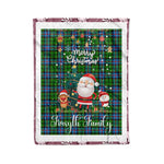 Personalized Gift Tartan Plaid Blanket Clan Forsyth Modern With Funny Santa Snowman Reindeer Merry Christmas Fleece Blanket, Christmas Blanket, Plaid Blanket, Tartan Blanket,Scottish Blanket