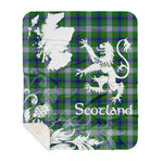 Scotstee Shop - Tartan Blanket Thistle and Lion Scottish Clan Johnston Dress Plaid Blanket - Sherpa Blanket