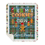 Personalized Gift Tartan Plaid Blanket Clan Cathcart With Christmas Cookie Baking Crew Christmas Gift Sherpa Blanket, tartan sherpa blanket,buffalo plaid sherpa blanket,christmas sherpa blanket,Christmas Throw Blanket,green plaid sherpa blanket,green sherpa blanket