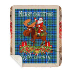 Personalized Gift Plaid Tartan Blanket Clan Keith With Moose Lover Xmas Gift Santa Riding Buffalo Plaid Christmas Sherpa Blanket