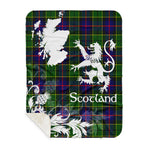 Sherpa Blanket - Tartan Blanket Thistle and Lion Scottish Clan Forsyth Plaid Blanket, plaid sherpa blanket queen,purple sherpa blanket,queen sherpa blanket,queen size sherpa blanket,red sherpa blanket,scottish tartan blankets,sherpa blanket,sherpa christmas blanket