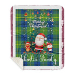 Personalized Gift Tartan Plaid Blanket Clan Johnston Ancient With Funny Santa Snowman Reindeer Merry Christmas Gift Sherpa Blanket, blue plaid sherpa blanket,blue tartan sherpa blanket,Buchan,buffalo plaid sherpa blanket,christmas sherpa blanket,Christmas Throw Blanket