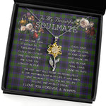To My Beautiful Soulmate Sunflower Necklace In Your Eyes I Have Found My Home Clan Lumsden Hunting Tartan Jewelry For Girlfriend, Tartan Sunflower Pendant Necklace, Scottish Tartan Jewelry, valentine necklace, necklace girlfriend, necklace for wife, cute necklaces for girlfriend, jewelry for girlfriend, to my soulmate necklace, to my future wife necklace