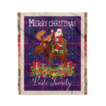 Personalized Gift Plaid Tartan Blanket Clan Pride Of Glencoe With Moose Lover Xmas Gift Santa Riding Christmas Fleece Blanket