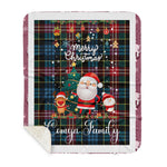 Personalized Gift Tartan Plaid Blanket Clan Comyn With Funny Santa Snowman Reindeer Merry Christmas Gift Sherpa Blanket, blue plaid sherpa blanket,blue tartan sherpa blanket,Buchan,buffalo plaid sherpa blanket,christmas sherpa blanket,Christmas Throw Blanket