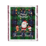 Personalized Gift Tartan Plaid Blanket Clan Stewart Old Modern With Funny Santa Snowman Reindeer Merry Christmas Fleece Blanket, Home Living Room, Plaid Blanket, Tartan Blanket, Scottish Blanket, Buffalo fleece blanket, Christmas Blanket