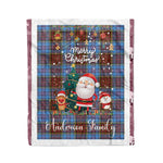 Personalized Gift Tartan Plaid Blanket Clan Anderson Modern With Funny Santa Snowman Reindeer Merry Christmas Fleece Blanket, Home Living Room, Plaid Blanket, Tartan Blanket, Scottish Blanket, Buffalo fleece blanket, Christmas Blanket