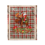 Personalized Gift Plaid Tartan Blanket Clan MacAlister Dress With Moose Lover Xmas Gift Santa Riding Christmas Fleece Blanket
