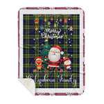 Personalized Gift Tartan Plaid Blanket Clan Colquhoun Modern With Funny Santa Snowman Reindeer Merry Christmas Gift Sherpa Blanket, blue plaid sherpa blanket,blue tartan sherpa blanket,Buchan,buffalo plaid sherpa blanket,christmas sherpa blanket,Christmas Throw Blanket