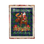 Personalized Gift Plaid Tartan Blanket Clan MacCallum With Moose Lover Xmas Gift Santa Riding Christmas Fleece Blanket