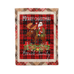 Personalized Gift Plaid Tartan Blanket Clan Ettrick District With Moose Lover Xmas Gift Santa Riding Christmas Fleece Blanket