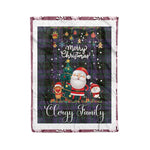 Personalized Gift Tartan Plaid Blanket Clan Clergy Purple With Funny Santa Snowman Reindeer Merry Christmas Fleece Blanket, Home Living Room, Plaid Blanket, Tartan Blanket, Scottish Blanket, Buffalo fleece blanket, Christmas Blanket