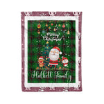 Personalized Gift Tartan Plaid Blanket Clan Halkett With Funny Santa Snowman Reindeer Merry Christmas Fleece Blanket, Christmas Blanket, Plaid Blanket, Tartan Blanket,Scottish Blanket