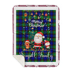 Personalized Gift Tartan Plaid Blanket Clan Sempill With Funny Santa Snowman Reindeer Merry Christmas Gift Sherpa Blanket, blue plaid sherpa blanket,blue tartan sherpa blanket,Buchan,buffalo plaid sherpa blanket,christmas sherpa blanket,Christmas Throw Blanket