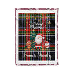 Personalized Gift Tartan Plaid Blanket Clan Francis With Funny Santa Snowman Reindeer Merry Christmas Fleece Blanket, Christmas Blanket, Plaid Blanket, Tartan Blanket,Scottish Blanket