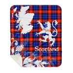 Sherpa Blanket - Tartan Blanket Thistle and Lion Scottish Clan Anstruther Plaid Blanket, plaid sherpa blanket queen,purple sherpa blanket,queen sherpa blanket,queen size sherpa blanket,red sherpa blanket,scottish tartan blankets,sherpa blanket,sherpa christmas blanket