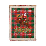 Personalized Gift Plaid Tartan Blanket Clan Dalzell With Moose Lover Xmas Gift Santa Riding Christmas Fleece Blanket