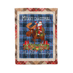 Personalized Gift Plaid Tartan Blanket Clan MacNeill Of Barra With Moose Lover Xmas Gift Santa Riding Christmas Fleece Blanket