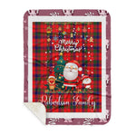 Personalized Gift Tartan Plaid Blanket Clan Robertson With Funny Santa Snowman Reindeer Merry Christmas Gift Sherpa Blanket, blue plaid sherpa blanket,blue tartan sherpa blanket,Buchan,buffalo plaid sherpa blanket,christmas sherpa blanket,Christmas Throw Blanket