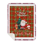Personalized Gift Tartan Plaid Blanket Clan Langlands With Funny Santa Snowman Reindeer Merry Christmas Gift Sherpa Blanket, blue plaid sherpa blanket,blue tartan sherpa blanket,Buchan,buffalo plaid sherpa blanket,christmas sherpa blanket,Christmas Throw Blanket