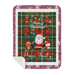 Personalized Gift Tartan Plaid Blanket Clan Prince Of Wales With Funny Santa Snowman Reindeer Merry Christmas Gift Sherpa Blanket, blue plaid sherpa blanket,blue tartan sherpa blanket,Buchan,buffalo plaid sherpa blanket,christmas sherpa blanket,Christmas Throw Blanket-Recovered