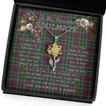 To My Beautiful Soulmate Sunflower Necklace In Your Eyes I Have Found My Home Clan Carruthers Tartan Jewelry For Girlfriend, Tartan Sunflower Pendant Necklace, Scottish Tartan Jewelry, valentine necklace, necklace girlfriend, necklace for wife, cute necklaces for girlfriend, jewelry for girlfriend, to my soulmate necklace, to my future wife necklace