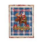 Personalized Gift Plaid Tartan Blanket Clan Strathclyde District With Moose Lover Xmas Gift Santa Riding Christmas Fleece Blanket