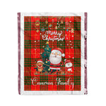 Personalized Gift Tartan Plaid Blanket Clan Cameron Modern With Funny Santa Snowman Reindeer Merry Christmas Fleece Blanket, Home Living Room, Plaid Blanket, Tartan Blanket, Scottish Blanket, Buffalo fleece blanket, Christmas Blanket