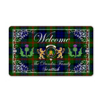 Doormat - Welcome Mat Scottish Clan Dundas Tartan Door Mat, Plaid Doormat With Thistle and Two Lion Scottish