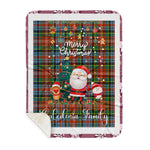Personalized Gift Tartan Plaid Blanket Clan Caledonia With Funny Santa Snowman Reindeer Merry Christmas Gift Sherpa Blanket, blue plaid sherpa blanket,blue tartan sherpa blanket,Buchan,buffalo plaid sherpa blanket,christmas sherpa blanket,Christmas Throw Blanket