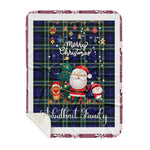 Personalized Gift Tartan Plaid Blanket Clan Arbuthnot With Funny Santa Snowman Reindeer Merry Christmas Gift Sherpa Blanket, blue plaid sherpa blanket,blue tartan sherpa blanket,Buchan,buffalo plaid sherpa blanket,christmas sherpa blanket,Christmas Throw Blanket