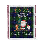 Personalized Gift Tartan Plaid Blanket Clan Campbell With Funny Santa Snowman Reindeer Merry Christmas Fleece Blanket, Home Living Room, Plaid Blanket, Tartan Blanket, Scottish Blanket, Buffalo fleece blanket, Christmas Blanket