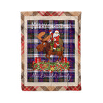 Personalized Gift Plaid Tartan Blanket Clan MacDonald Dress Modern With Moose Lover Xmas Gift Santa Riding Christmas Fleece Blanket