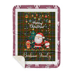 Personalized Gift Tartan Plaid Blanket Clan Brisbane With Funny Santa Snowman Reindeer Merry Christmas Gift Sherpa Blanket, blue plaid sherpa blanket,blue tartan sherpa blanket,Buchan,buffalo plaid sherpa blanket,christmas sherpa blanket,Christmas Throw Blanket