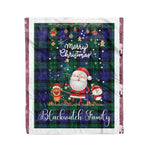 Personalized Gift Tartan Plaid Blanket Clan Blackwatch With Funny Santa Snowman Reindeer Merry Christmas Fleece Blanket, Home Living Room, Plaid Blanket, Tartan Blanket, Scottish Blanket, Buffalo fleece blanket, Christmas Blanket