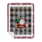 Personalized Gift Tartan Plaid Blanket Clan Menzies Modern With Funny Santa Snowman Reindeer Merry Christmas Gift Sherpa Blanket, blue plaid sherpa blanket,blue tartan sherpa blanket,Buchan,buffalo plaid sherpa blanket,christmas sherpa blanket,Christmas Throw Blanket