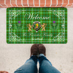 Doormat - Welcome Mat Scottish Clan Forrester Hunting Tartan Door Mat, Plaid Doormat With Thistle and Two Lion Scottish