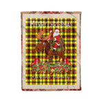 Personalized Gift Plaid Tartan Blanket Clan Jardine Yellow With Moose Lover Xmas Gift Santa Riding Christmas Fleece Blanket