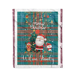 Personalized Gift Tartan Plaid Blanket Clan Wilson Ancient With Funny Santa Snowman Reindeer Merry Christmas Fleece Blanket, Home Living Room, Plaid Blanket, Tartan Blanket, Scottish Blanket, Buffalo fleece blanket, Christmas Blanket