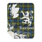 Sherpa Blanket - Tartan Blanket Thistle and Lion Scottish Clan MacLellan Plaid Blanket, plaid sherpa blanket queen,purple sherpa blanket,queen sherpa blanket,queen size sherpa blanket,red sherpa blanket,scottish tartan blankets,sherpa blanket,sherpa christmas blanket