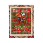 Personalized Gift Plaid Tartan Blanket Clan Langlands With Moose Lover Xmas Gift Santa Riding Christmas Fleece Blanket