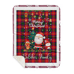 Personalized Gift Tartan Plaid Blanket Clan Belshes With Funny Santa Snowman Reindeer Merry Christmas Gift Sherpa Blanket, blue plaid sherpa blanket,blue tartan sherpa blanket,Buchan,buffalo plaid sherpa blanket,christmas sherpa blanket,Christmas Throw Blanket